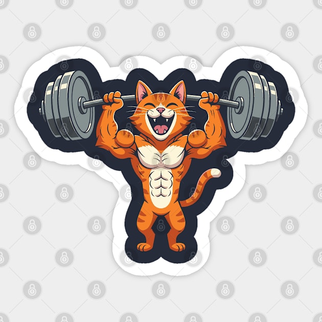 Purrfect Gym Cat Sticker by enrynz